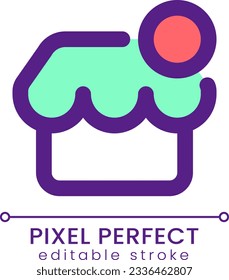 Icono RGB perfecto para la notificación del píxel de la tienda en línea. Nuevo producto añadido. Elemento de línea simple rellenado. GUI, diseño UX para aplicación móvil. Pictograma aislado del vector. Trazo editable. Fuente de Poppins utilizada