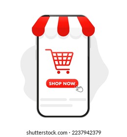 Online shop on mobile application vector concept. Digital Marketing, Buy Now. online shopping concept, web design, banner, mobile app. Vector illustration