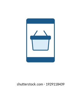 online shop on phone icon in color icon, isolated on white background 
