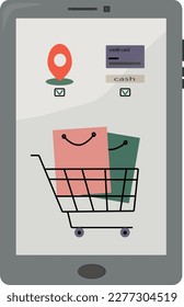 online shop on phone screen vector illustration. Online store icon. Shopping online