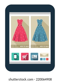 Online shop on the tablet screen. vector illustration
