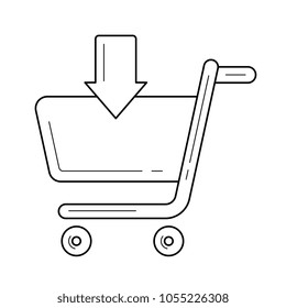 Online shop order vector line icon isolated on white background. Add order to shopping cart in online shop line icon for infographic, website or app.