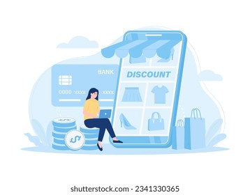 Ilustración plana del concepto de método de pago de tienda en línea
