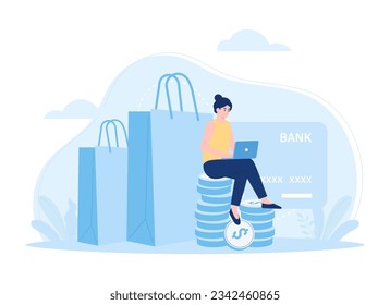 Ilustración plana del concepto de método de pago de tienda en línea