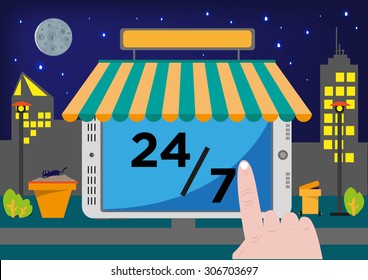 Online Shop Selling Point of Sale System (POS) or Buying stuff via Internet for 24 hours, 7 days