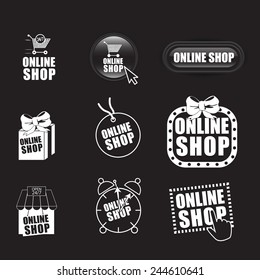 Online Shop Set - Isolated On Black Background - Vector Illustration, Graphic Design, Editable For Your Design