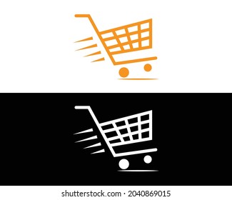 Online Shop And Shopping Cart Logo Designs Concept Template.