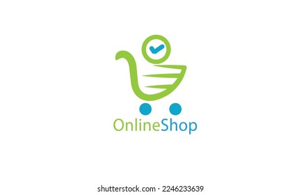 Online Shop shopping cart vector logo design