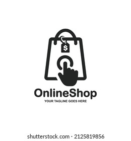 Online shop simple flat logo design vector illustration