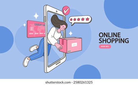 Online shop smartphone app. Mobile based marketplace. Retail business cartoon icons set. Digital marketing and advertising. Commerce platform. Buy and sell products, startup launch. vector
