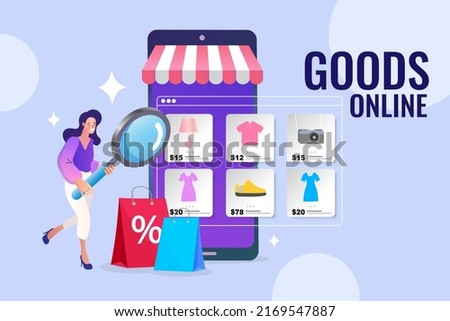 Online shop smartphone app. Mobile based marketplace. Retail business cartoon icons set. Digital marketing and advertising. Commerce platform. Buy and sell products, startup launch. vector