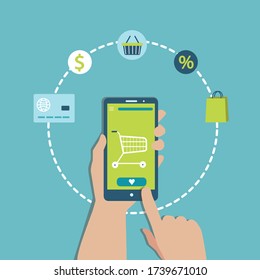 Online Shop Smartphone. Order. Online Store. store elements 
