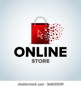 Online Shop, Online Store Logo. Logotype For Business. Isolated Vector Illustration.
