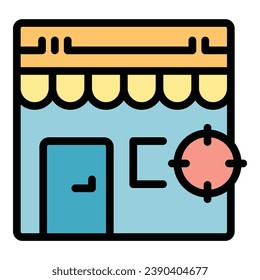 Online shop target icon outline vector. Sale buy. Internet money color flat