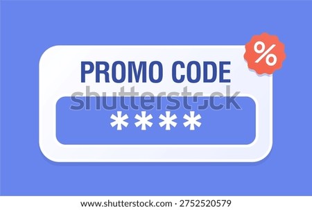 online shop template with promo code. Enter the promo code to use the discount. Modern design. Vector illustration .insert promo code button label clipart vector. Coupon pop up message with discount 
