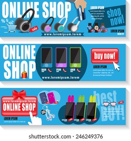 Online Shop Template Set - Vector Illustration, Graphic Design, Editable For Your Design 