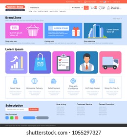 Online shop template. Online shopping. Vector illustration