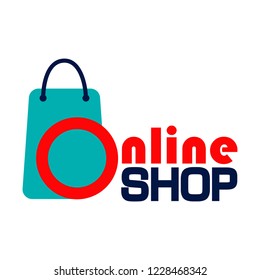 Online shop text typography logo, Online shop symbol vector
