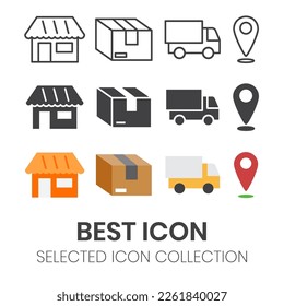 online shop theme vector icon set collection