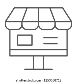 Online shop thin line icon, internet and shopping, online store sign, vector graphics, a linear pattern on a white background, eps 10.