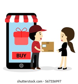 Online shop. Vector flat illustration