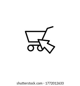 Online shop vector icon  in black line style icon, style isolated on white background
