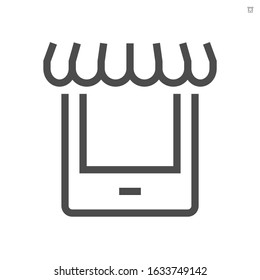 Online shop vector icon design for shopping graphic design element.
