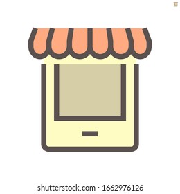 Online shop vector icon design for shopping graphic design element, 48X48 pixel perfect and editable stroke.