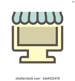 Online shop vector icon design for shopping graphic design element, 48X48 pixel perfect and editable stroke.