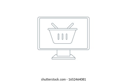 Icono vectorial de tienda en línea aislado en fondo blanco.