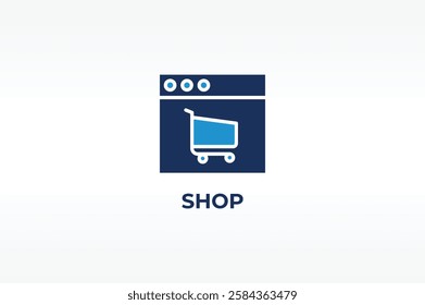 ONLINE SHOP vector, icon or logo sign isolated symbol illustration