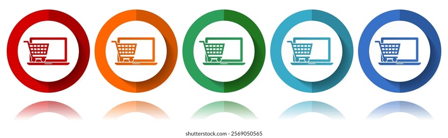 Online shop vector icons, flat icon set for logo design, webdesign and mobile applications, colorful web button collection in eps 10