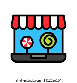 Online shop vector illustration, filled style icon editable outline