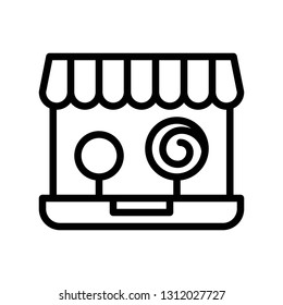 Online shop vector illustration, Isolated line design icon