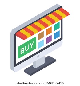 
Online shop vector, isometric design icon of online buying 
