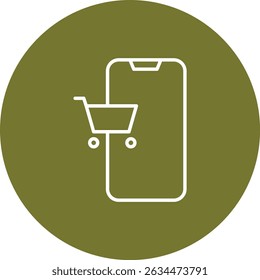 Online Shop Vector Line Circle Icon Design