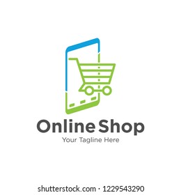 Online shop vector logo for business. Online Shop Logo Template Design Vector