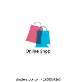 Online shop vector logo illustration in flat design 