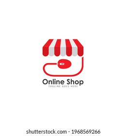 Online shop vector logo illustration in flat design 