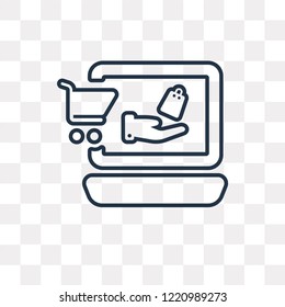 Online shop vector outline icon isolated on transparent background, high quality linear Online shop transparency concept can be used web and mobile