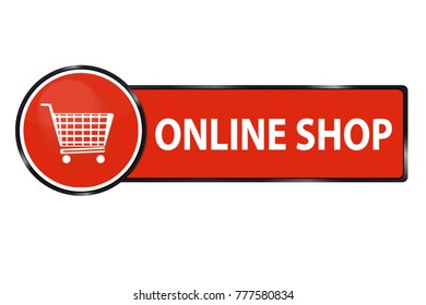 Online Shop Web Button With Shopping Cart