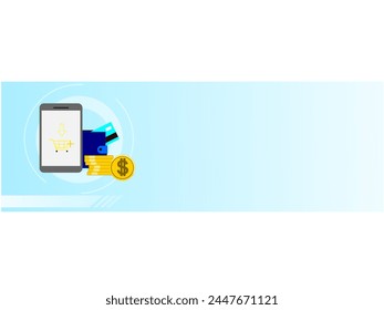 online shop website banner, flat vector.