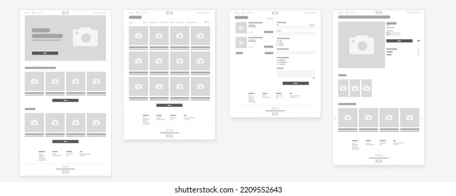 Online Shop Wireframe, Webpages prototype Vector Illustration.