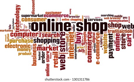 Online shop word cloud concept. Vector illustration