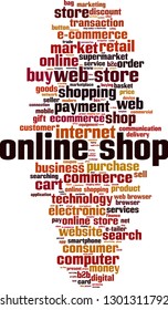 Online shop word cloud concept. Vector illustration