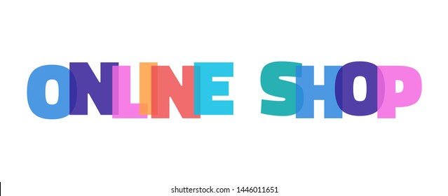 Online Shop word concept. "Online Shop" on white background. Use for cover, banner, blog. 