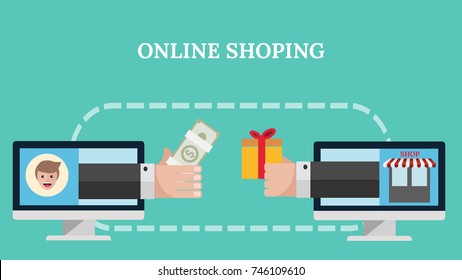 Online Shoping Concept Banner Banner Vector Stock Vector (Royalty Free ...