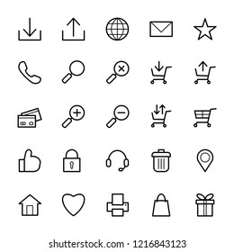 Online Shoping Icon.  E Commerce Sign and Symbol Set in Thin Line Art Style With White Background. EPS 10.