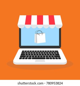 Online Shoping. Modern Vector Concept Of Home Shopping. Vector Illustration.