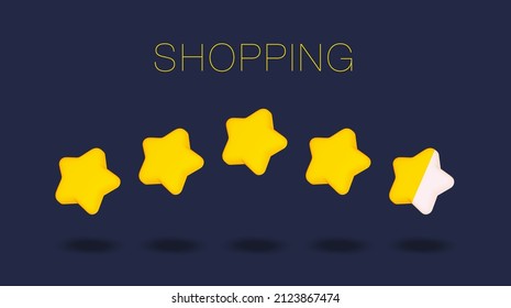 Online shopping 3d design mobile apps review For web banners and posters. Vector realistic